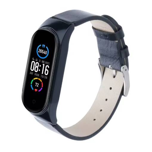 Foto - eses bőrszíj Xiaomi Mi Band 3, 4, 5 és 6 készülékekhez - Kék