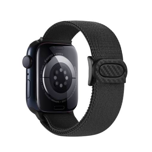 Foto - eses Nylon elasztikus óraszíj Apple Watch - Fekete 38mm, 40mm, 41mm