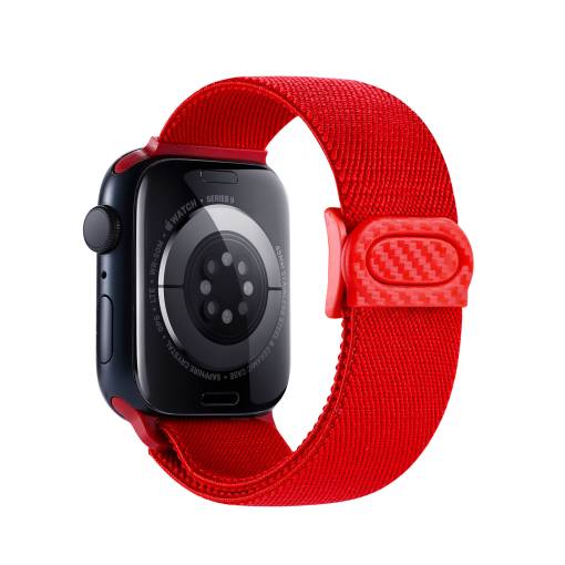 Foto - eses Nylon elasztikus óraszíj Apple Watch - Piros 42mm, 44mm, 45mm, 49mm