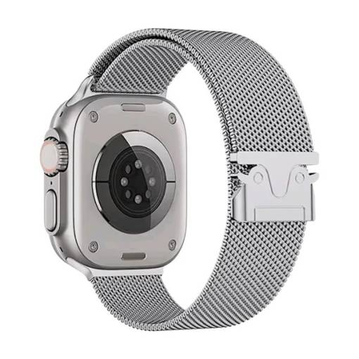 Foto - eses Milánci heveder az Apple Watch-hoz - Ezüst fényes, 38mm, 40mm, 41mm