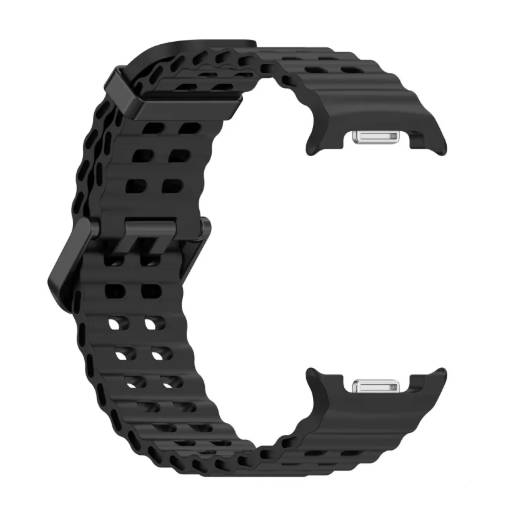 Foto - eses Silikonos szövedék Samsung Galaxy Watch 8-hoz - Fekete