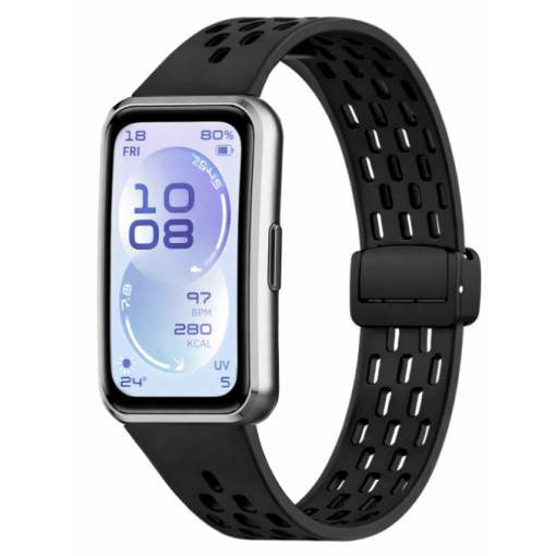 Foto - Szilikon szíj mágneses csattal Huawei Band 11 és Huawei Band 11 Pro - Fekete