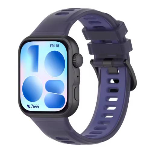 Foto - eses Szilikon sportóra szíj Huawei Watch Fit 3, 4, 4 Pro, 5 és 5 Pro - Sötétkék