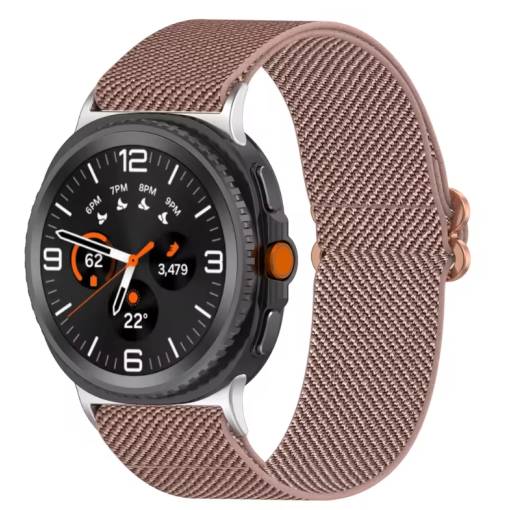 Foto - eses Nylon elasztikus szíj Samsung Galaxy Watch 8 és 9 - Rózsaszín
