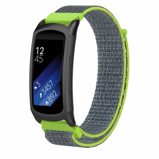 Foto - eses Nylon szíj Samsung Gear Fit 2-höz - Neonzöld szürke