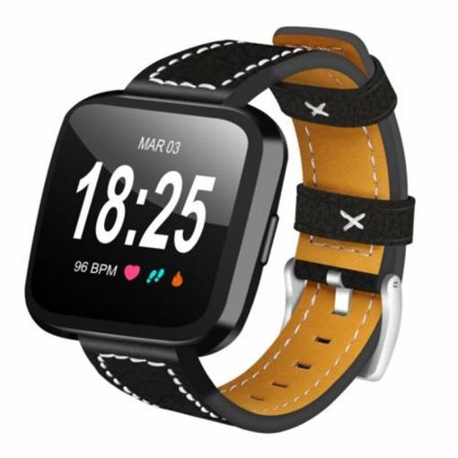 Foto - eses Bőrszíj Fitbit Versa-hoz - Fekete