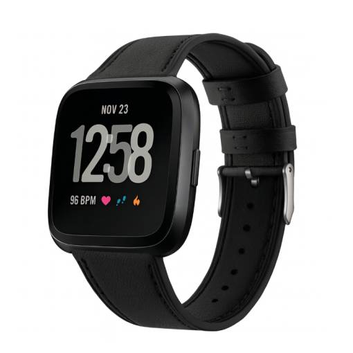 Foto - eses Bőrszíj Fitbit Versa-hoz - Fekete