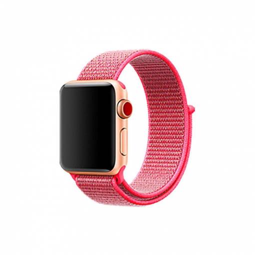 Foto - eses Nylon szíj az Apple Watch-hoz - Neon rózsaszín, 42mm, 44mm, 45mm, 49mm