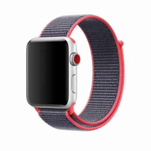 Foto - eses Nylon szíj Apple Watch-hoz - Szürke Rózsaszín 42mm, 44mm, 45mm, 49mm