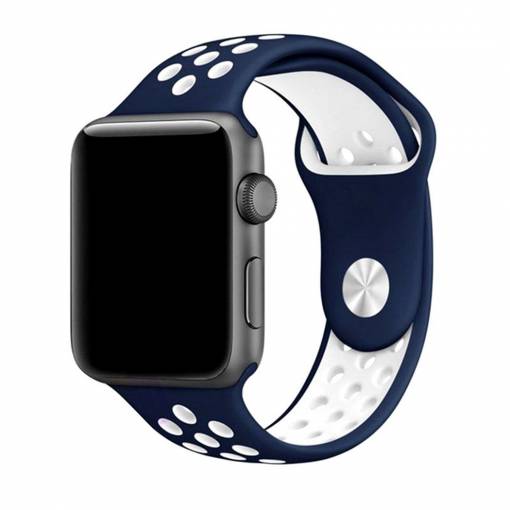 Foto - eses sportovní řemínek pro Apple Watch modrý/bílý 42mm/44mm/45mm