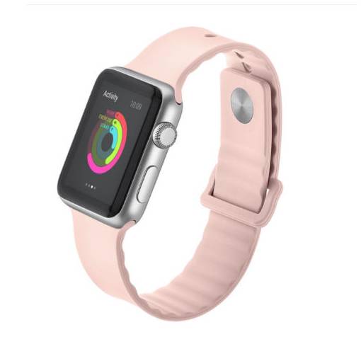 Foto - Silikonový vlnitý řemínek 42mm světle růžový pro Apple Watch