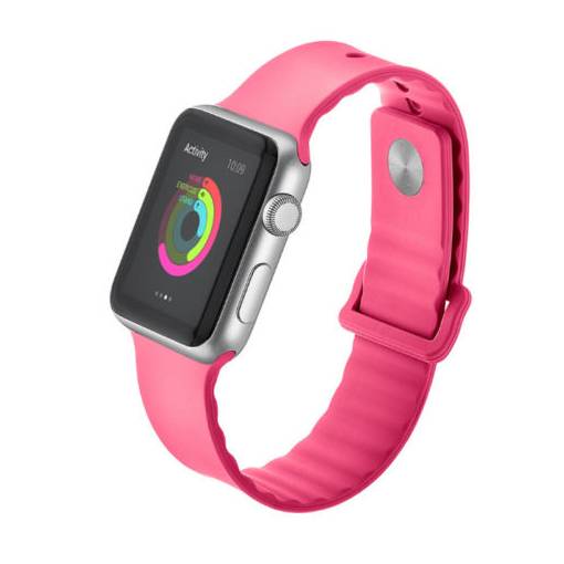 Foto - eses Silikonový vlnitý řemínek 42mm/44mm tmavě růžový pro Apple Watch