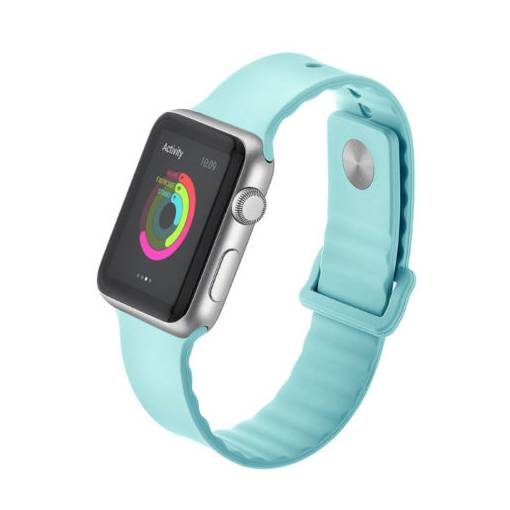 Foto - eses Silikonový vlnitý řemínek 42mm/44mm tyrkysový pro Apple Watch