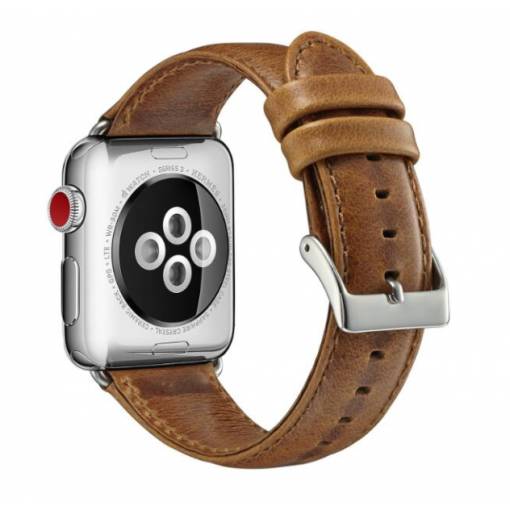 Foto - eses Apple Watch bőrszíj - Világosbarna 42mm, 44mm, 45mm, 49mm