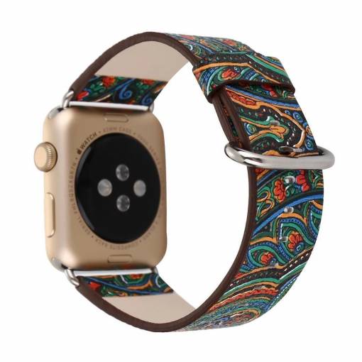 Foto - eses kožený folk řemínek pro Apple Watch zelený 42mm/44mm/45m