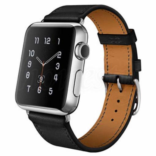 Foto - eses Bőrszíj Apple Watchhoz - Fekete 42mm, 44mm, 45mm, 49mm