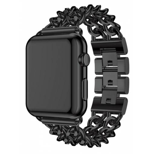 Foto - eses Fém láncszíj Apple Watchhoz - Fekete 42mm, 44mm, 45mm, 49mm