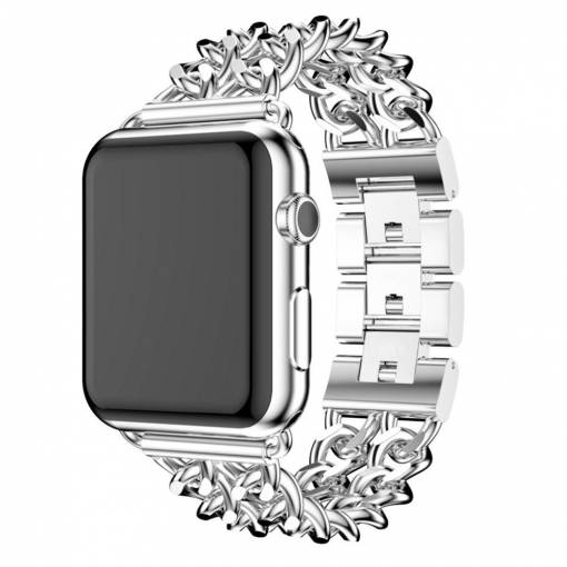 Foto - eses Fém láncszíj Apple Watchhoz - Ezüst 42mm, 44mm, 45mm, 49mm