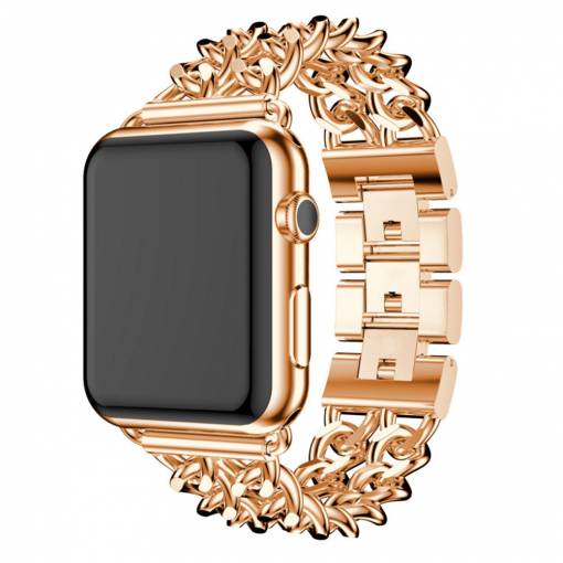 Foto - eses Fém láncszíj Apple Watchhoz - Rose Gold 42mm, 44mm, 45mm, 49mm