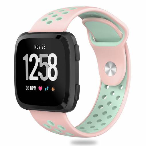 Foto - eses Sport szilikon szíj Fitbit Versa-hoz - Rózsaszín zöld
