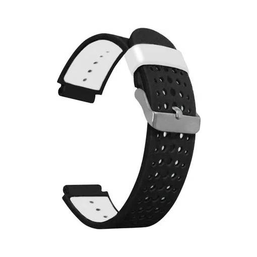 Foto - eses Silikonos lyukacsos szíj Garminhoz - Fekete-fehér, 15 mm