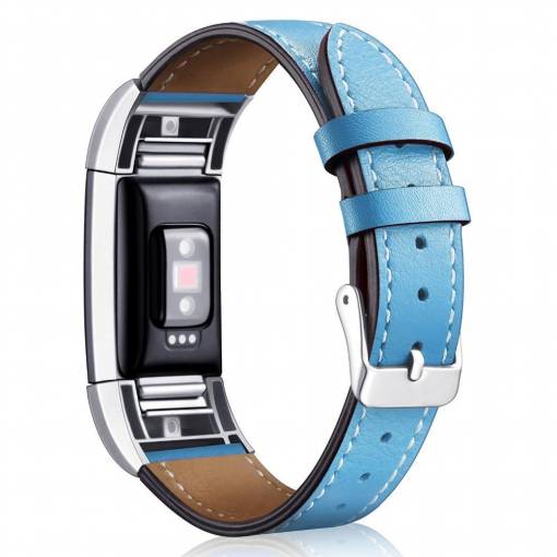 Foto - eses bőrszíj Fitbit Charge 2 készülékhez - kék