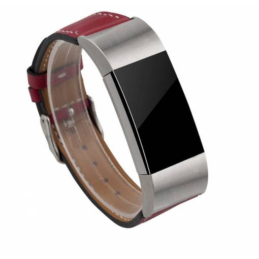 Foto - eses bőrszíj Fitbit Charge 2 készülékhez - Piros