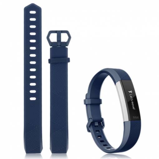 Foto - eses Silikonový řemínek pro Fitbit Alta, Alta HR a Ace - Velikost L, tmavě modrý