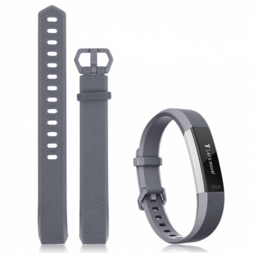 Foto - eses Szilikon szíj Fitbit Alta, Alta HR és Ace készülékekhez - S méret, sötétszürke