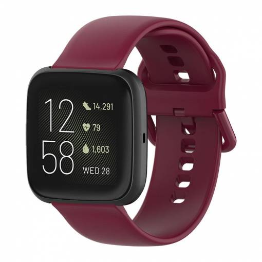 Foto - eses Szilikon szíj Fitbit Versa-hoz - S-es méret, bordó