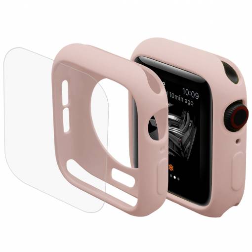 Foto - ENKAY tok + üveg Apple Watch 44mm-hez - rózsaszín