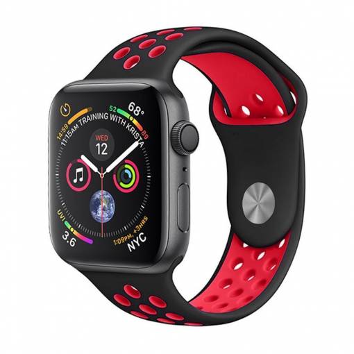 Foto - eses Szilikon szíj Apple Watchhoz - Fekete piros, S, M, L - 38mm, 40mm, 41mm