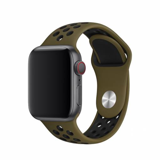 Foto - eses Szilikon szíj Apple Watchhoz - Zöld fekete, S, M, L - 38mm, 40mm, 41mm