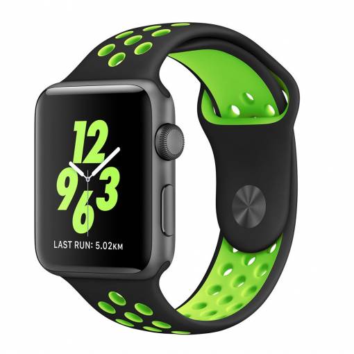 Foto - eses Szilikon szíj Apple Watchhoz - Fekete zöld, S, M, L - 42mm, 44mm, 45mm, 49mm