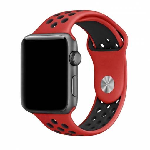 Foto - eses Szilikon szíj Apple Watchhoz - Piros fekete, S, M, L - 42mm, 44mm, 45mm, 49mm