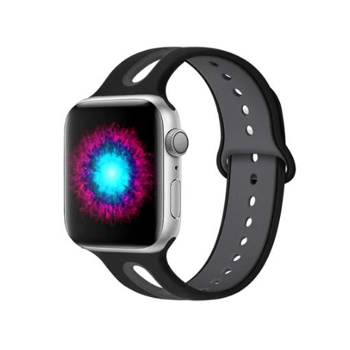 Foto - eses Kéttónusú Apple Watch Band - Fekete szürke 38mm, 40mm, 41mm