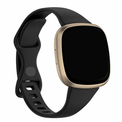 Foto - eses Szilikon szíj Fitbit Versa 3 és 4, Sense 1 és 2 - S méret, fekete