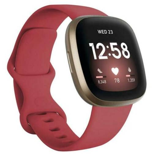 Foto - eses Szilikon szíj Fitbit Versa 3 és 4, Sense 1 és 2 - L méret, piros