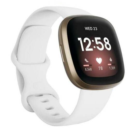 Foto - eses Szilikon szíj Fitbit Versa 3 és 4, Sense 1 és 2 - L méret, fehér