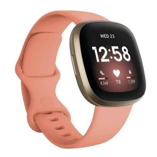 Foto - eses Szilikon szíj Fitbit Versa 3 és 4, Sense 1 és 2 - L méret, lazac színű