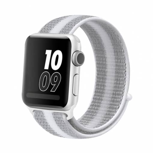 Foto - eses Nylon szíj Apple Watchhoz - Szürke fehér csík 42mm, 44mm, 45mm, 49mm