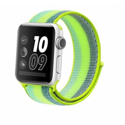 Foto - eses Nylon szíj Apple Watchhoz - Neon csíkok 38mm, 40mm, 41mm