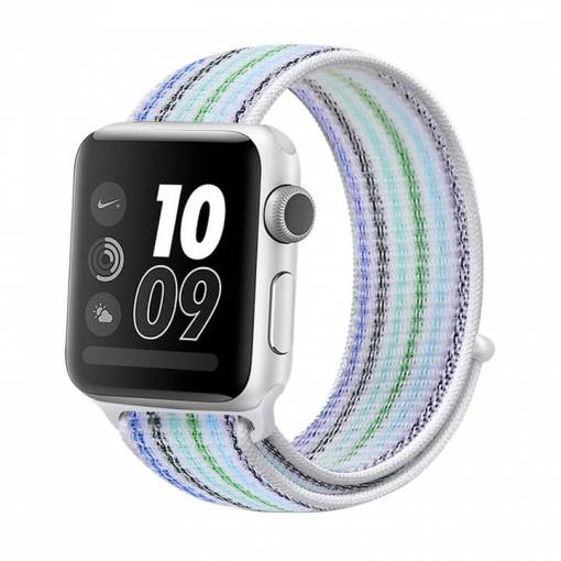 Foto - eses Nylon szíj Apple Watchhoz - Kék zöld csík 38mm, 40mm, 41mm