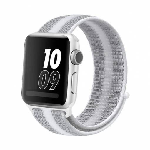 Foto - eses Nylon szíj Apple Watchhoz - Szürke fehér csík 38mm, 40mm, 41mm