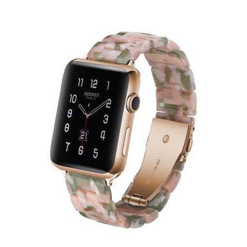 Foto - eses Epoxigyanta szíj az Apple Watch-hoz - Mintás rózsaszín 42mm, 44mm, 45mm, 49mm