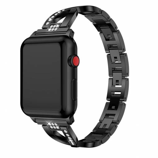 Foto - eses Elegáns fém szíj az Apple Watch-hoz - Fekete 38mm, 40mm, 41mm