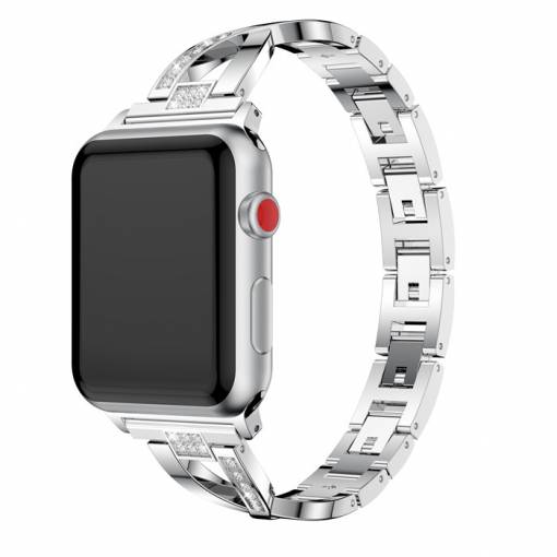 Foto - eses Elegáns fém szíj az Apple Watch-hoz - Ezüst 38mm, 40mm, 41mm