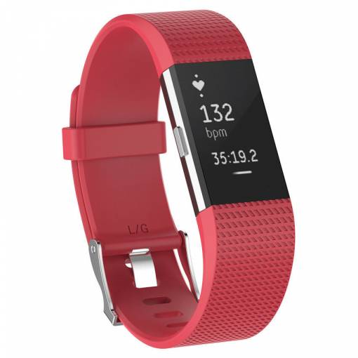 Foto - eses Silikonový řemínek pro Fitbit Charge 2 - Velikost S, červený