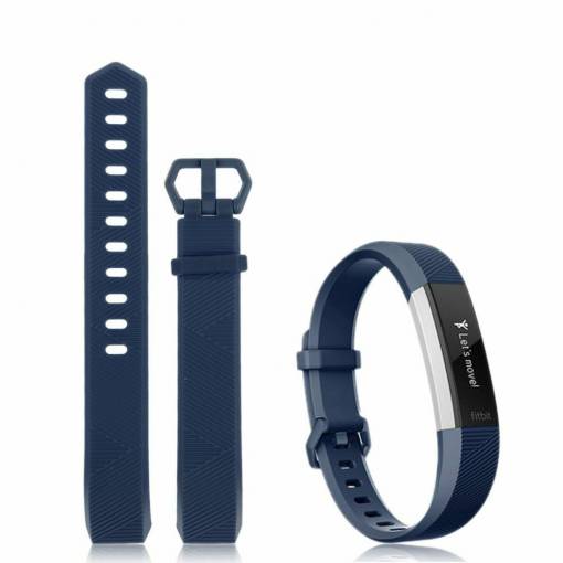 Foto - eses Szilikon szíj Fitbit Alta, Alta HR és Ace készülékekhez - S méret, sötétkék