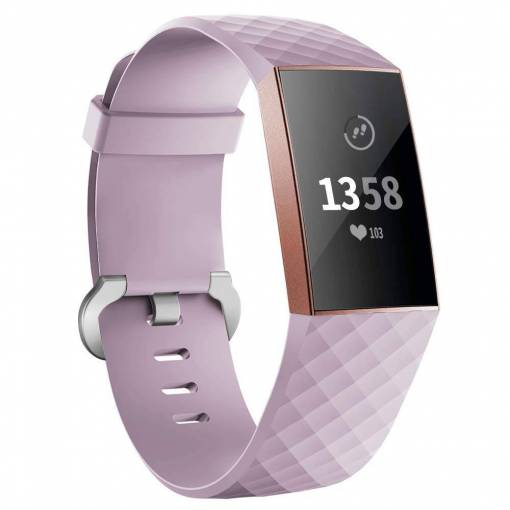 Foto - eses Szilikon pánt Fitbit Charge 3 és 4 - S méret, világos lila